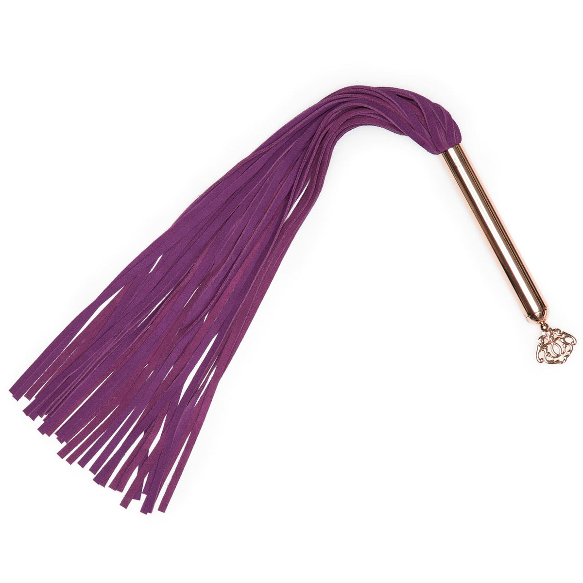 Fifty Shades Freed Cherished Collection suede flogger with leather handle for BDSM and sensory play.