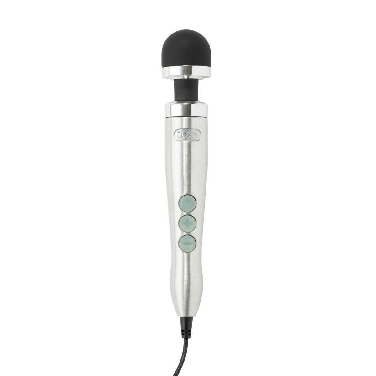 Doxy Die Cast 3 Satin brushed metal finish, showing the sleek, metallic surface of this premium adult pleasure device.
