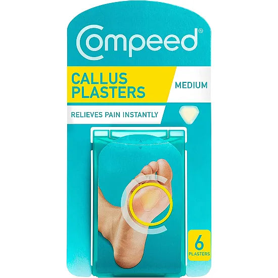 CuredPharmacy Compeed Callus Plasters with six hydrocolloid patches for soothing, protective foot blister and callus relief.