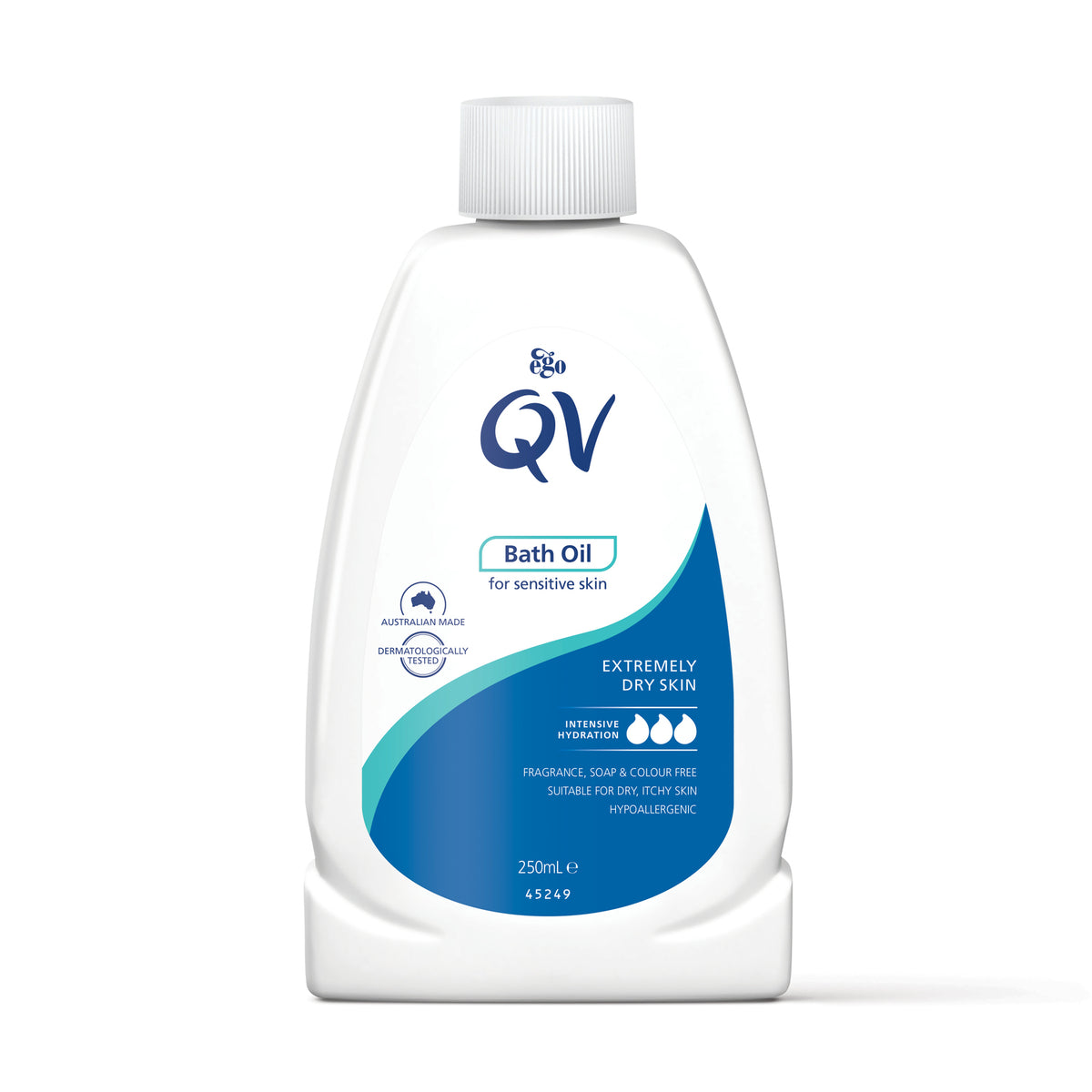 QV Bath Oil by My Store featuring a clear bottle with golden bath oil, designed for soothing and moisturizing bath experience