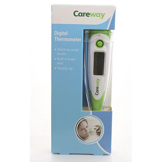 Digital thermometer from Careway by My Store displaying a temperature reading on a clear digital screen.