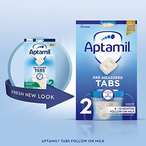 Aptamil Pre-measured Tabs 2 Follow-On Milk for 6-12 months in a jar, ready to mix for infant nutrition
