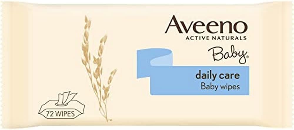 Aveeno Baby Daily Care Wipes, 72 soft, gentle wipes for baby skin cleaning and soothing.