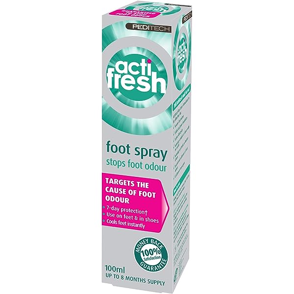 Peditech Actifresh Odour Spray 100ml bottle with spray nozzle, designed to freshen and eliminate odors effectively.
