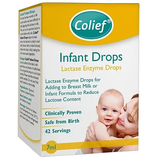 CuredPharmacy Colief Lactase Enzyme Infant Drops in 7ml bottle, clear liquid supplement for digestive support in babies