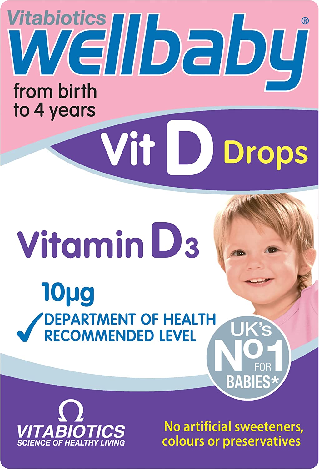 Wellbaby Vitamin D-Drops bottle, 30ml, with dropper, clear liquid supplement for infants, branded My Store vitamin supplement.