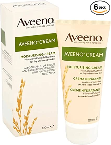 Aveeno Moisturising Cream pack with soothing, nourishing skincare in a compact container, ideal for sensitive skin hydration.