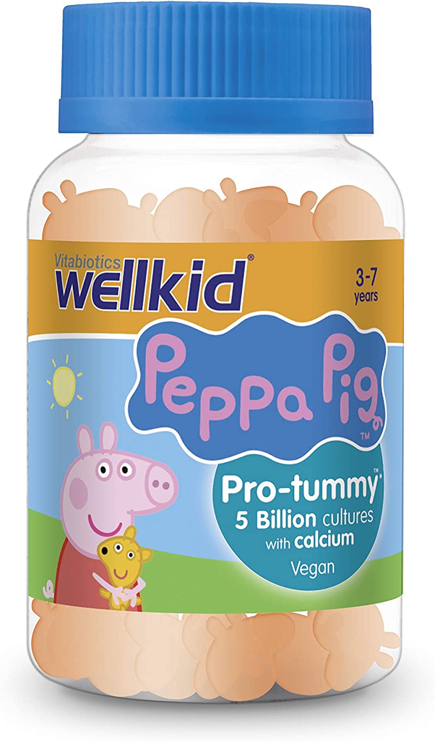 Wellkid Peppa Pig Pro Tummy supplement box by My Store featuring Peppa Pig characters on a colorful packaging design.