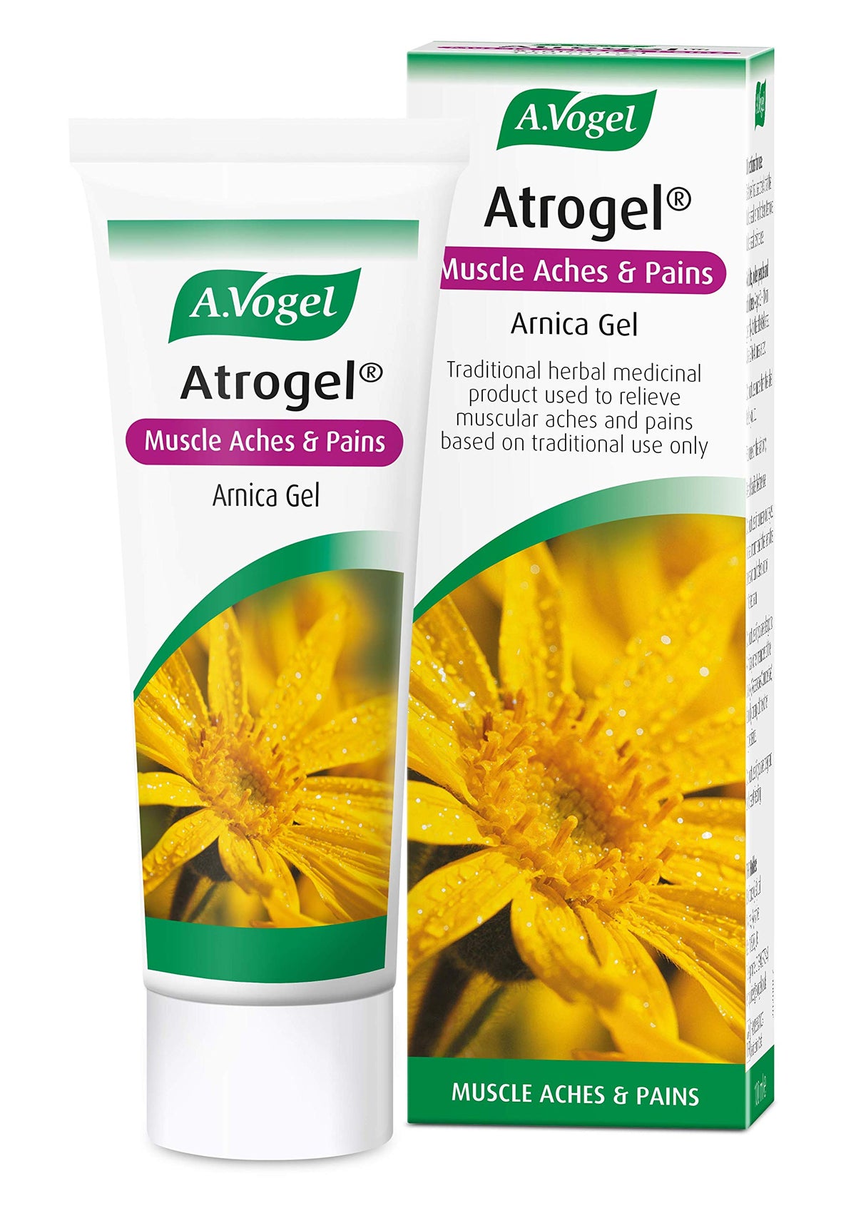 A.Vogel Atrogel Arnica Gel 100ml tube with herbal ingredients for soothing muscle and joint discomfort.