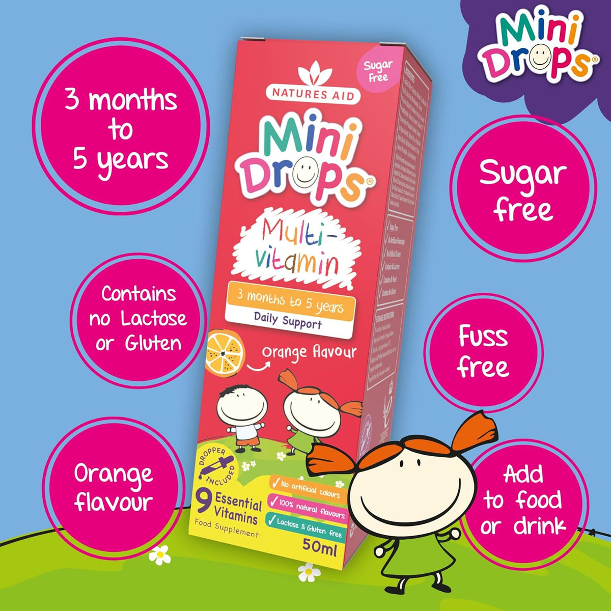 Natures Aid Children's Multi-vitamin Mini Drops 50ml