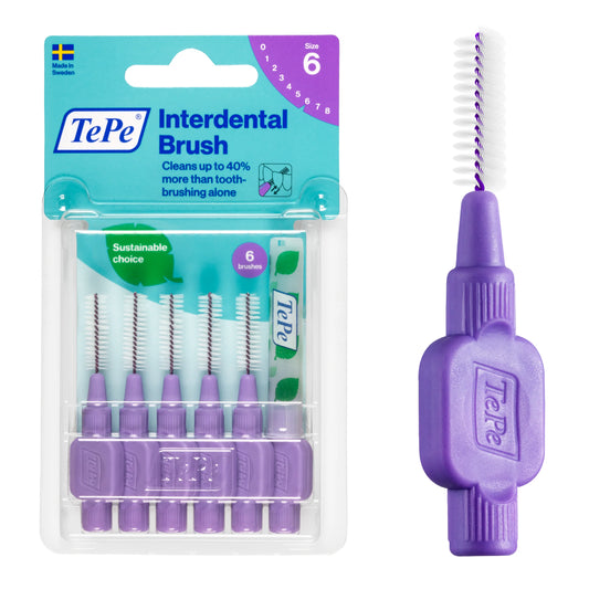 TePe Interdental Brushes Original Purple, small-sized dental cleaning tools with purple handles for effective interdental cleaning.
