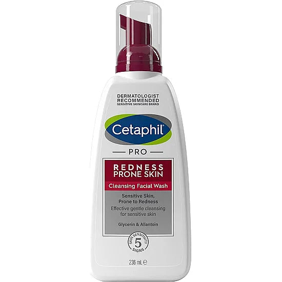 Cetaphil PRO Redness Prone Skin Cleansing Facial Wash in 236ml bottle, designed for sensitive, redness-prone skin.