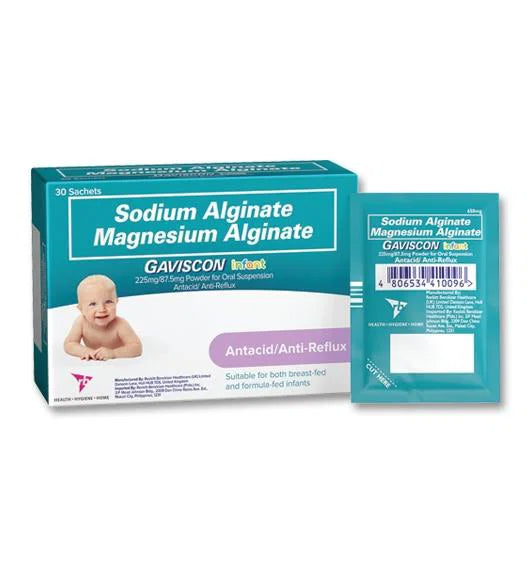 Gaviscon Infant 30 sachets, box with individual sachets, for soothing infant stomach discomfort, by Gaviscon.