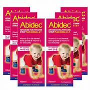 Abidec Advanced Multivitamin Syrup 150ml bottle with orange-colored liquid, suitable for children’s daily vitamin supplement.