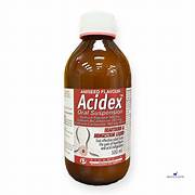 Bottle of Acidex Original Sugar-Free Aniseed Oral Suspension in a 500ml container with labeled packaging.