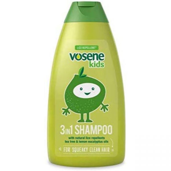 Vosene Kids 3-in-1 shampoo bottle, 250ml, with colorful packaging designed for children's hair and scalp care.