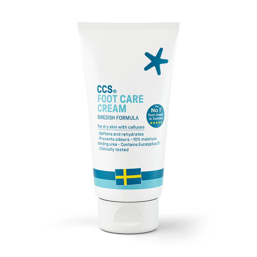 Ccs Foot Cream in 60ml tube, moisturizing foot care product with smooth texture, designed to nourish and hydrate dry, cracked feet.