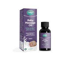 CuredPharmacy Colief Baby Massage Oil Lavender 100ml bottle with lavender scent and gentle formula for baby skin care.
