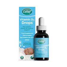 My Store Colief Vitamin D3 Drops 20ml bottle with dropper, supplement for babies and children, white and orange packaging.