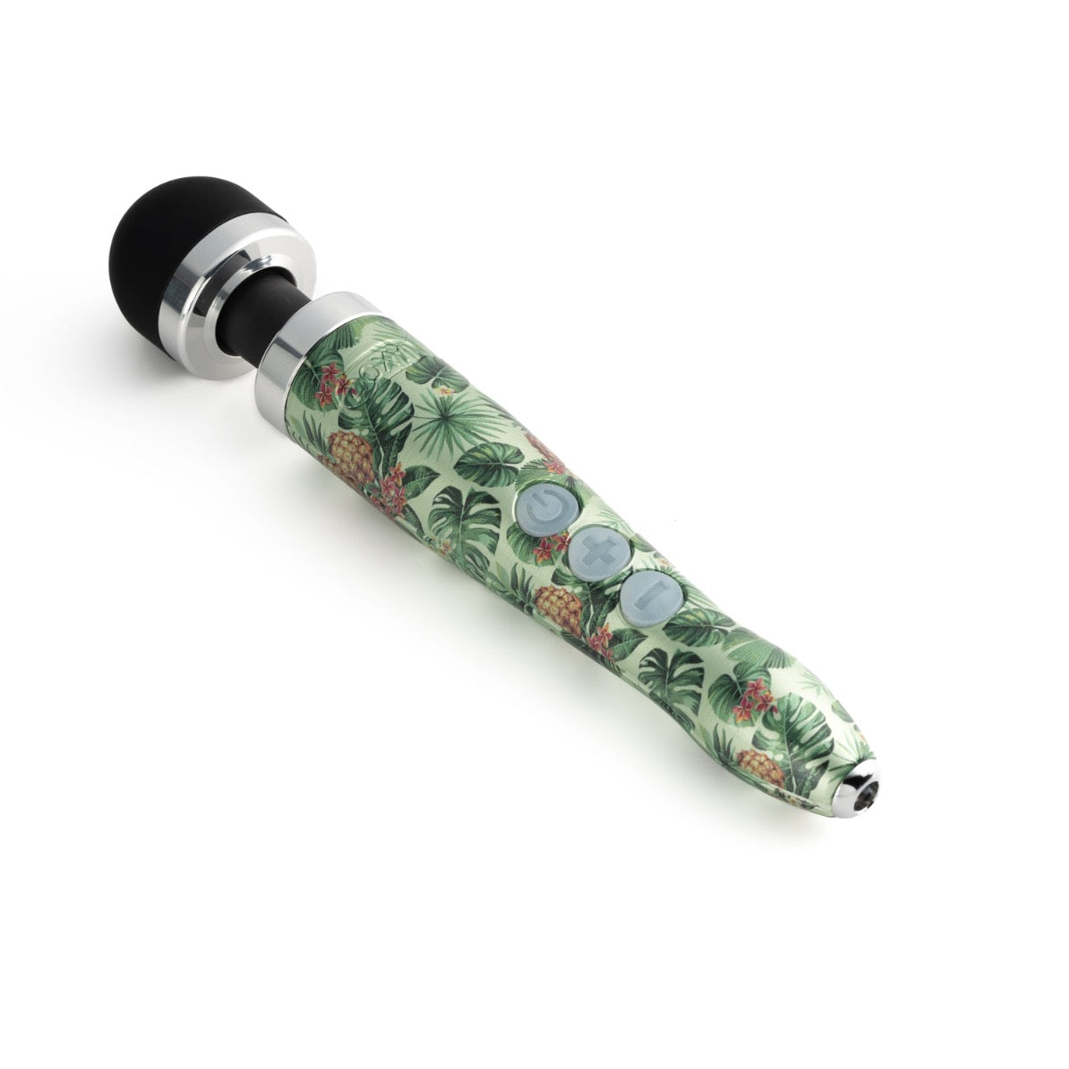 Doxy Die Cast 3 Rechargeable vibrator with pineapple hydrographic finish, showcasing its sleek design and textured surface.