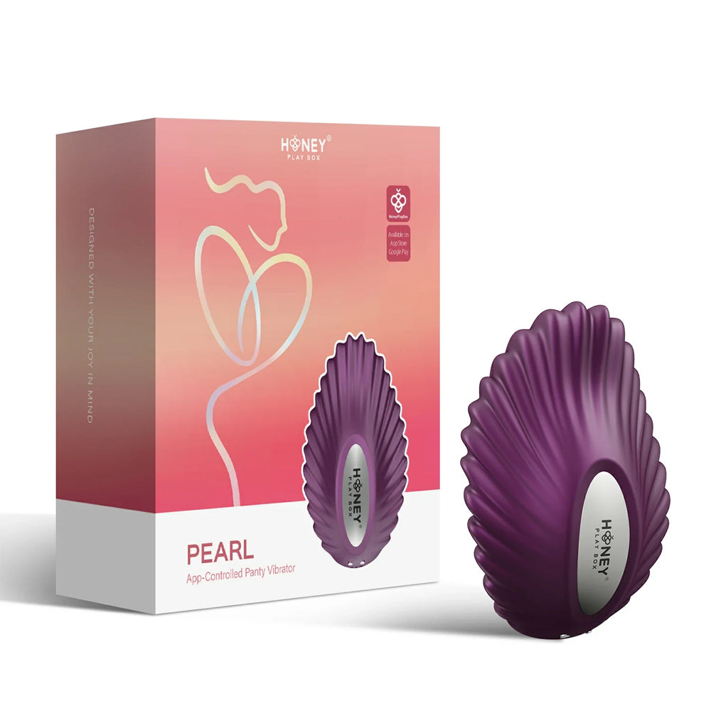 Honey Play Box Pearl magnetic panty vibrator in purple packaging, app-controlled discreet adult pleasure device.