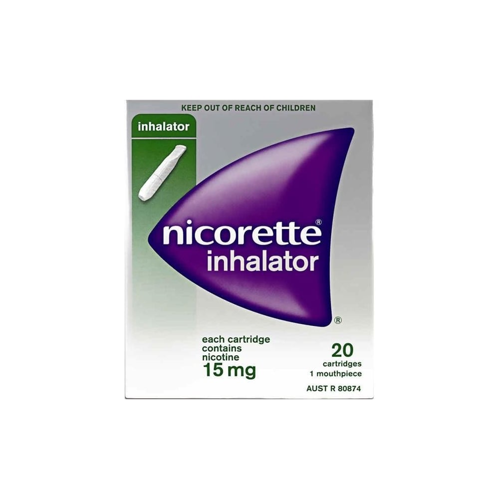 Nicorette Inhalator with 20 cartridges, 15mg nicotine replacement device for smoking cessation, by Nicorette
