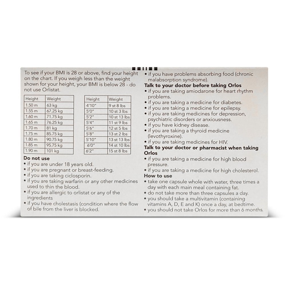 Orlos (Orlistat) 60mg Weight Loss Aid - 84 Capsules