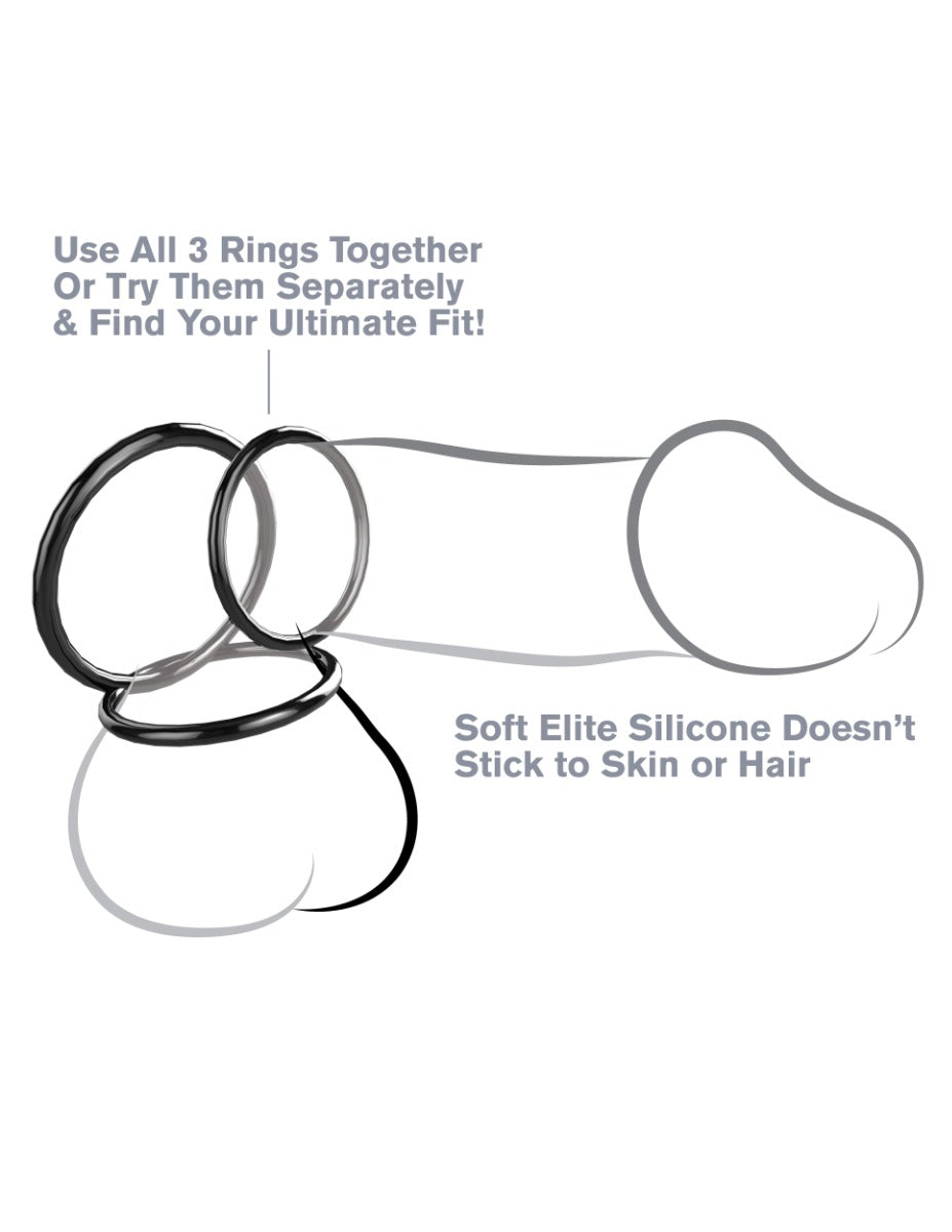 Pipedream - Fantasy C-Ringz - Silicone 3-Ring Stamina Set - Black