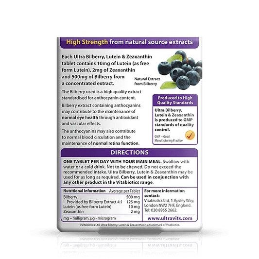 Vitabiotics Ultra Bilberry, Lutein & Zeaxanthin - 30 Tablets