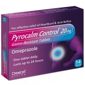 Cured Pharmacy Pyrocalm 20mg medication bottle with label, showing the product packaging and branding.