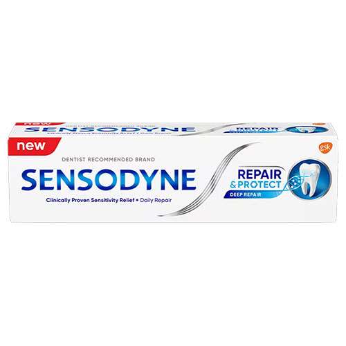 Sensodyne Repair & Protect Original toothpaste 75ml tube, designed to help repair sensitive teeth and protect enamel.