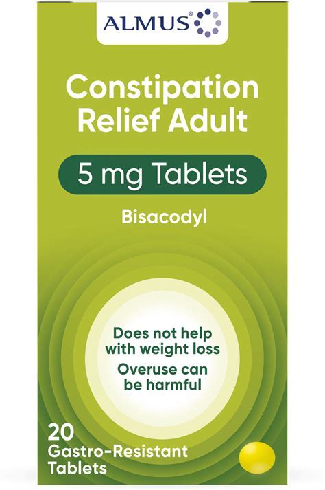 Almus Constipation Relief adult tablets in a blister pack, 20-count, for digestive comfort and bowel health.