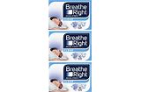 Breath Right Breathe Right nasal strips in clear small/medium size, showing 10 strips for nasal airflow support.