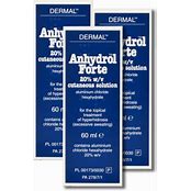 CuredPharmacy Anhydrol Forte roll-on solution in a 60ml bottle, with a white cap and clear label visible.