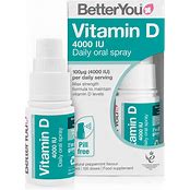 BetterYou D4000 Vitamin D oral spray bottle with nozzle, showing the BetterYou logo and product labeling.