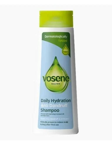 Vosene Daily Hydration Shampoo 500ml bottle, anti-dandruff formula for scalp hydration and healthy hair care.