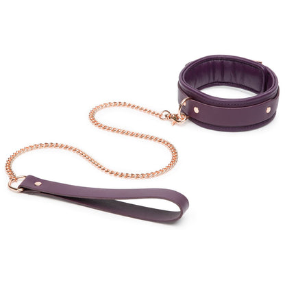 Fifty Shades of Grey Cherished Collection leather collar and lead set with metal hardware, designed for stylish bondage accessories.