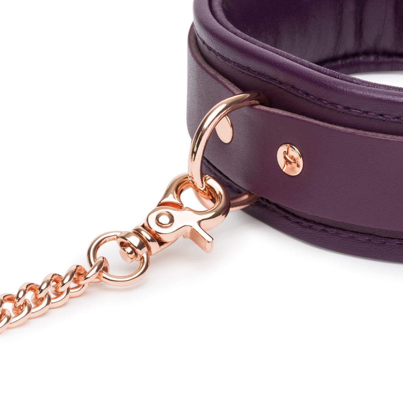 Fifty Shades Freed Cherished Collection leather collar and lead set with metal hardware on black leather.