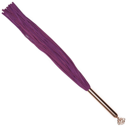 Fifty Shades Freed Cherished Collection suede flogger with a leather handle for BDSM role-play and sensation play.