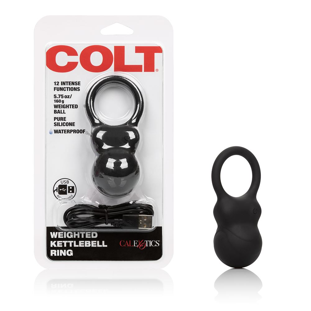 COLT Weighted Kettlebell Ring in black with textured grip surface, designed for strength training and grip exercises.