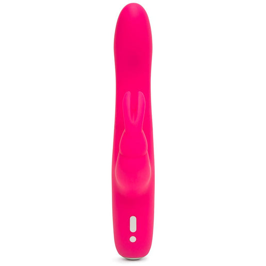 Pink Happy Rabbit Slimline Curve USB rechargeable rabbit vibrator, sleek design, with textured surface and curved shape for pleasure.