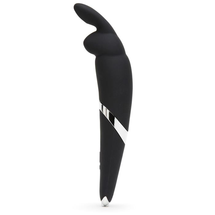 Black Happy Rabbit Wand Vibrator with ergonomic design and smooth surface, suitable for intimate pleasure and stimulation.