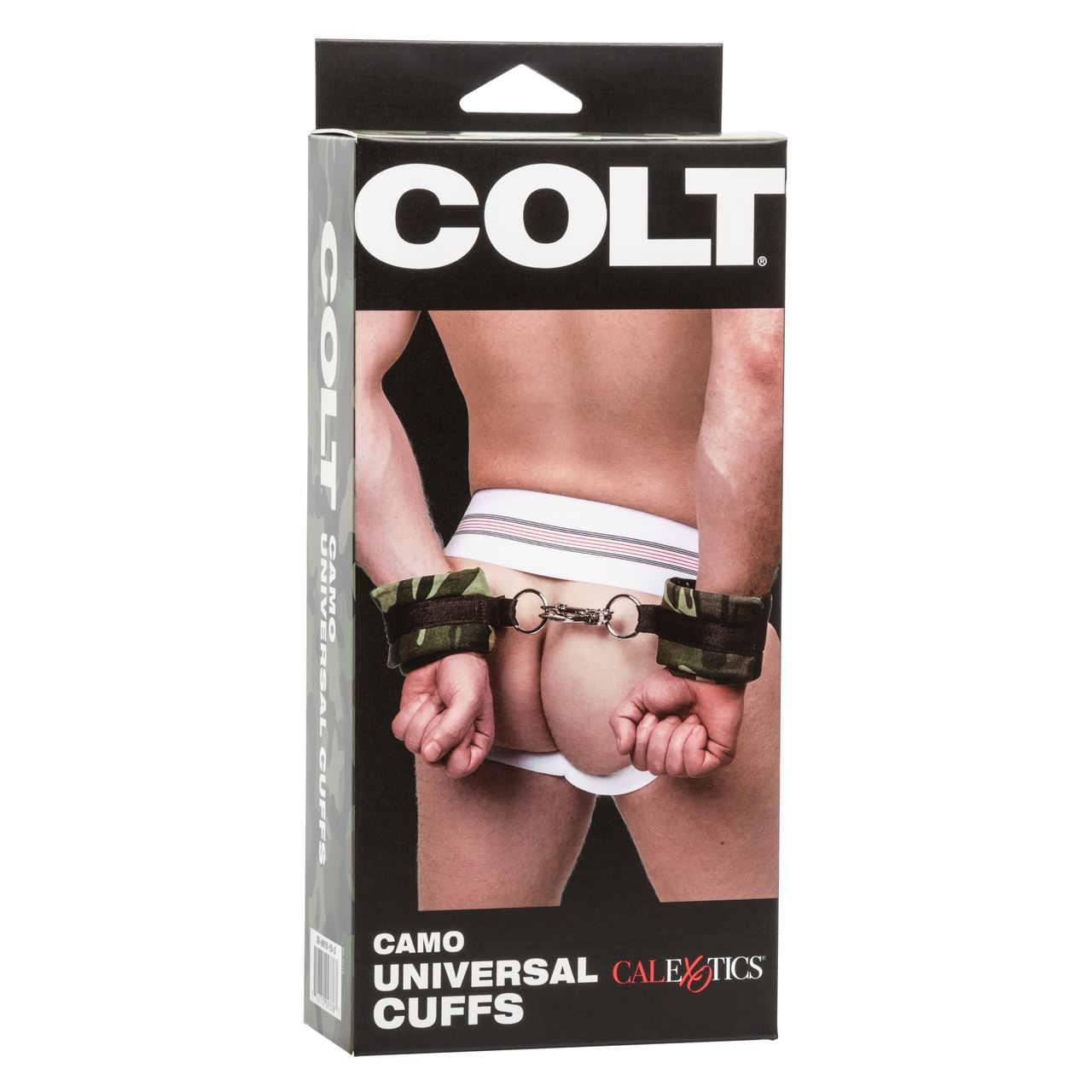 COLT Camo Universal Cuffs featuring camouflage fabric and adjustable straps, designed for tactical or outdoor use.