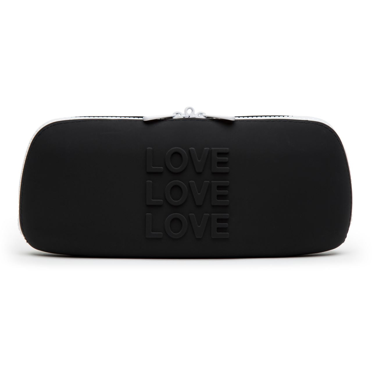 Medium black Happy Rabbit LOVE storage zip bag with zipper closure, designed for organizing and storing small items.