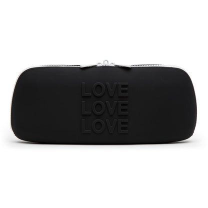Medium black Happy Rabbit LOVE storage zip bag with zipper closure, designed for organizing and storing small items.
