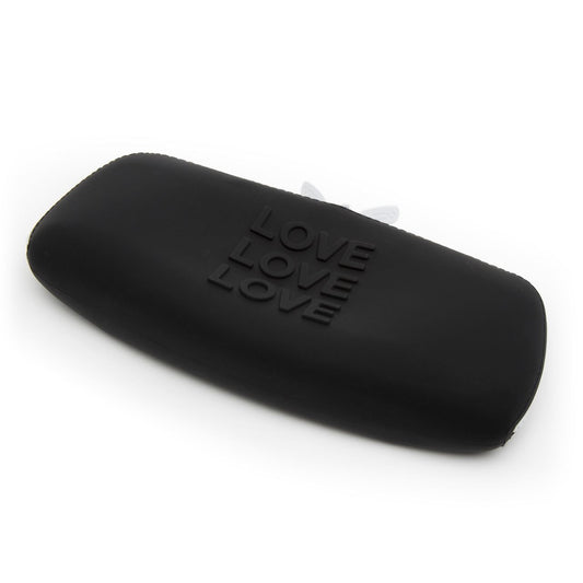 Medium black Happy Rabbit LOVE storage zip bag, showing the compact design with zip closure and printed love motif.