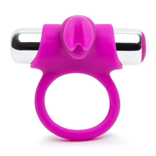 Happy Rabbit remote control ring in black, showing its compact design with control buttons and adjustable band.