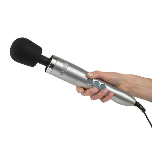 Doxy Die Cast in brushed metal finish, showcasing a sleek, durable adult pleasure product with smooth metallic surface.