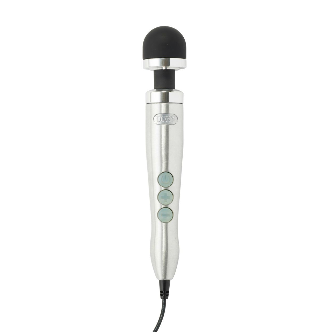 Doxy Die Cast 3 Satin brushed metal finish, showing the sleek, metallic surface of this premium adult pleasure device.