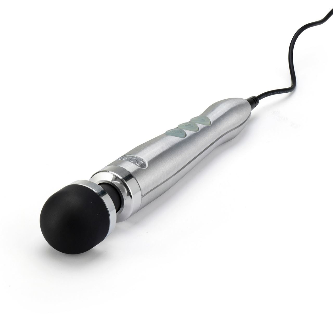 Doxy Die Cast 3 Satin brushed metal vibrator with sleek metallic finish, showcasing its modern, compact design and smooth surface.